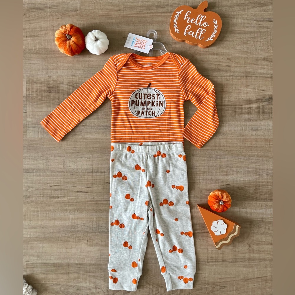 Just One You By Carter’s | Unisex Baby Pumpkin Outfit - Set of 2 - Picture 4 of 8